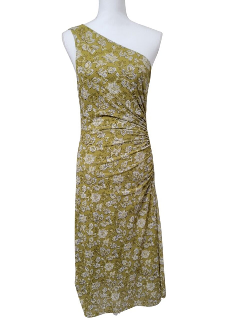 Banana Republic Size S One-Shoulder Midi Dress in Green Floral, NEW with Tag